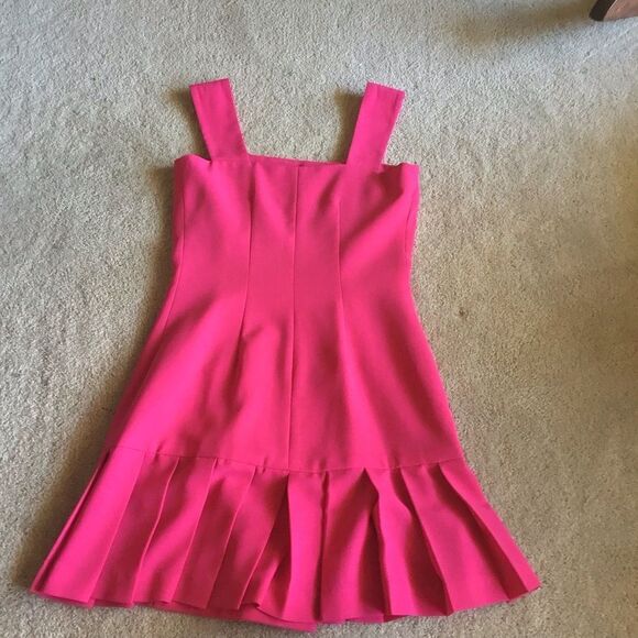 Fabulous Rare Vintage 80s Cache’ Button Detail Hot Pink Dress - Picture 5 of 7